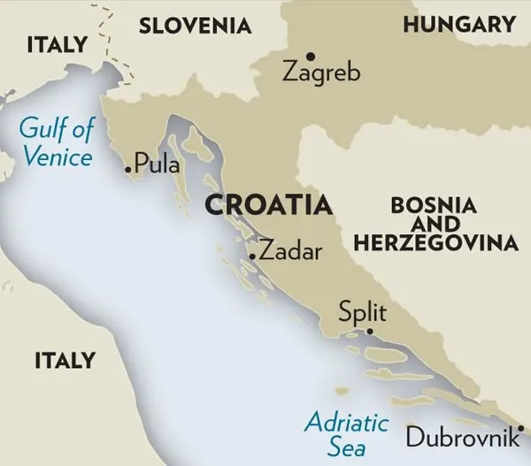 Map of Croatian Coast