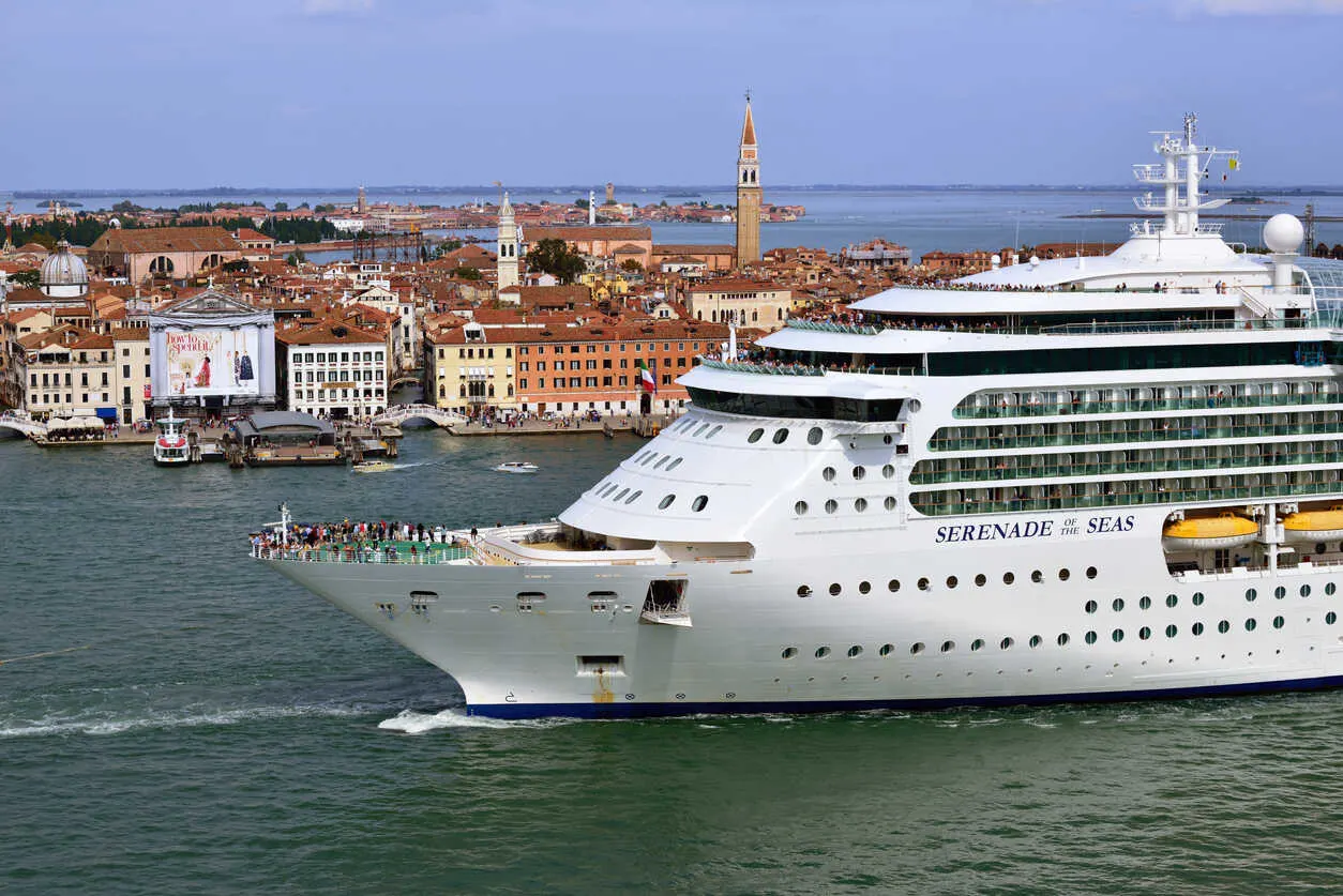 Royal Caribbean’s nine-month Ultimate World Cruise, above, brings passengers to Venice.