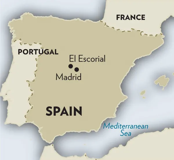 El Escorial on Map of Spain