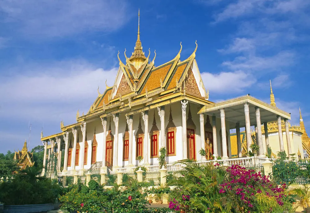 Golden spires of the Royal Palace reflect Cambodia’s enduring royal tradition.