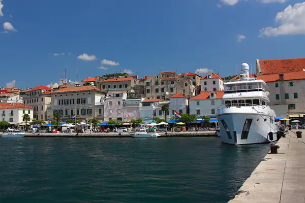 Šibenik sits at the mouth of the Krka River, which leads to the Adriatic Sea.  