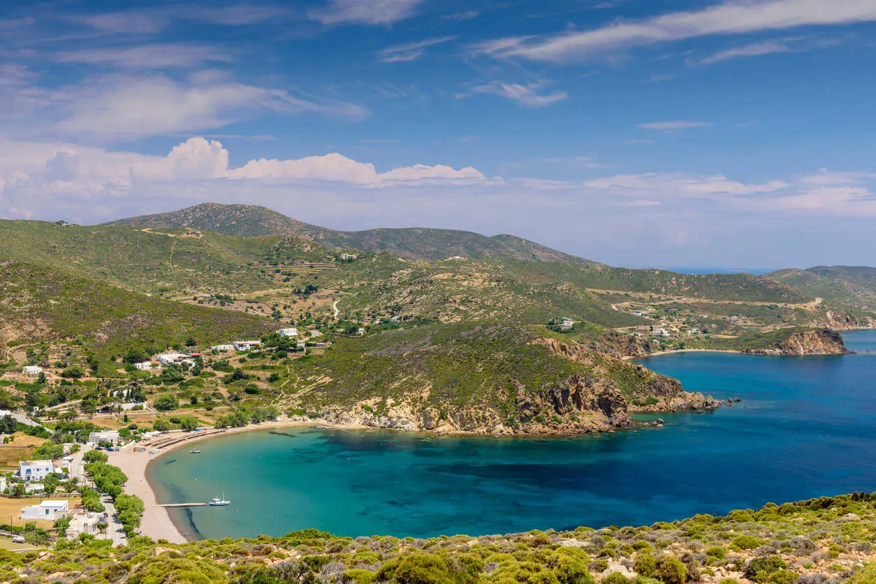 Kambos Beach is a great option for families and water sports enthusiasts.