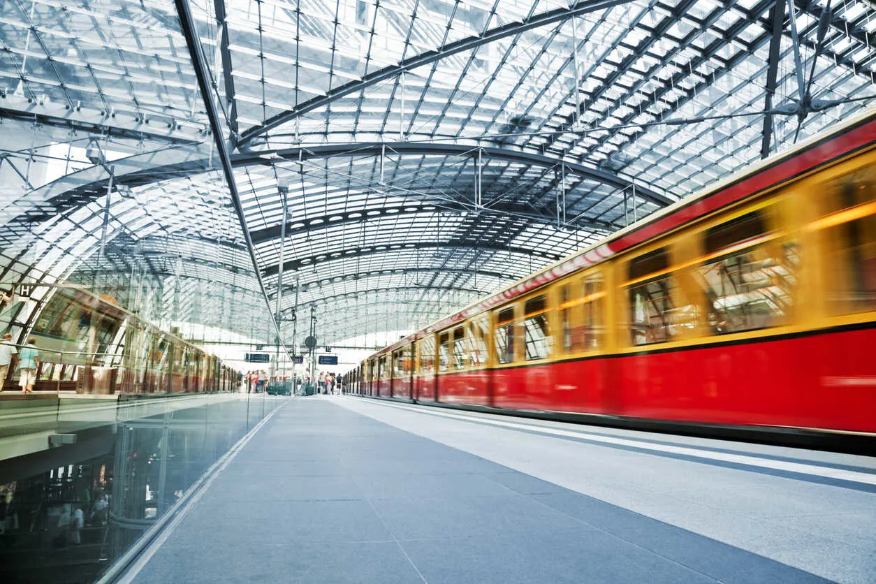 The train station in Berlin is modern and easily accessible from the city center.