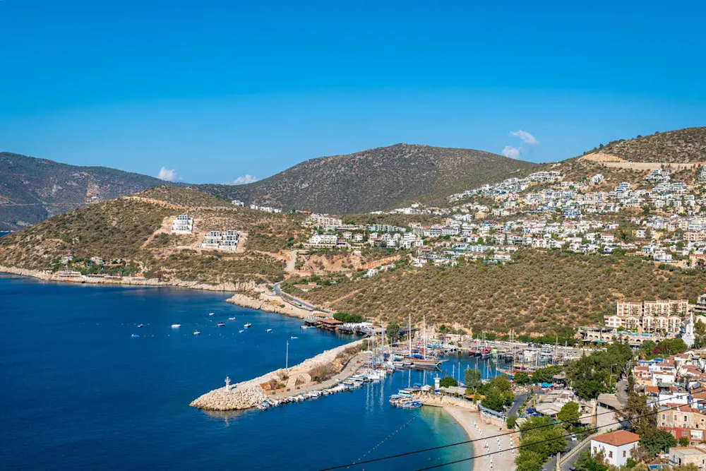 Kalkan’s hillside homes overlook the turquoise Mediterranean.