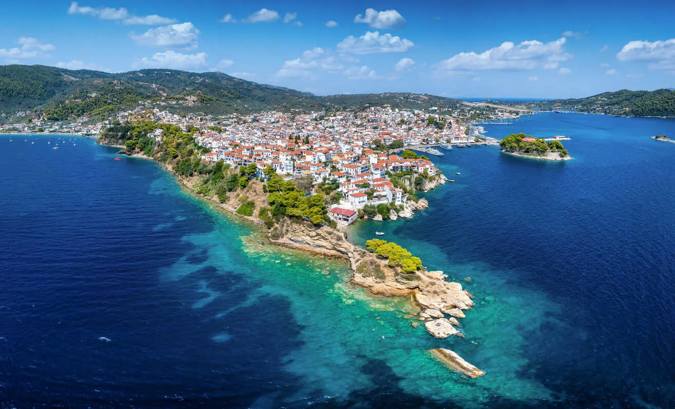 Experience Mamma Mia's Greek summer vibe on Skopelos and Skiathos.