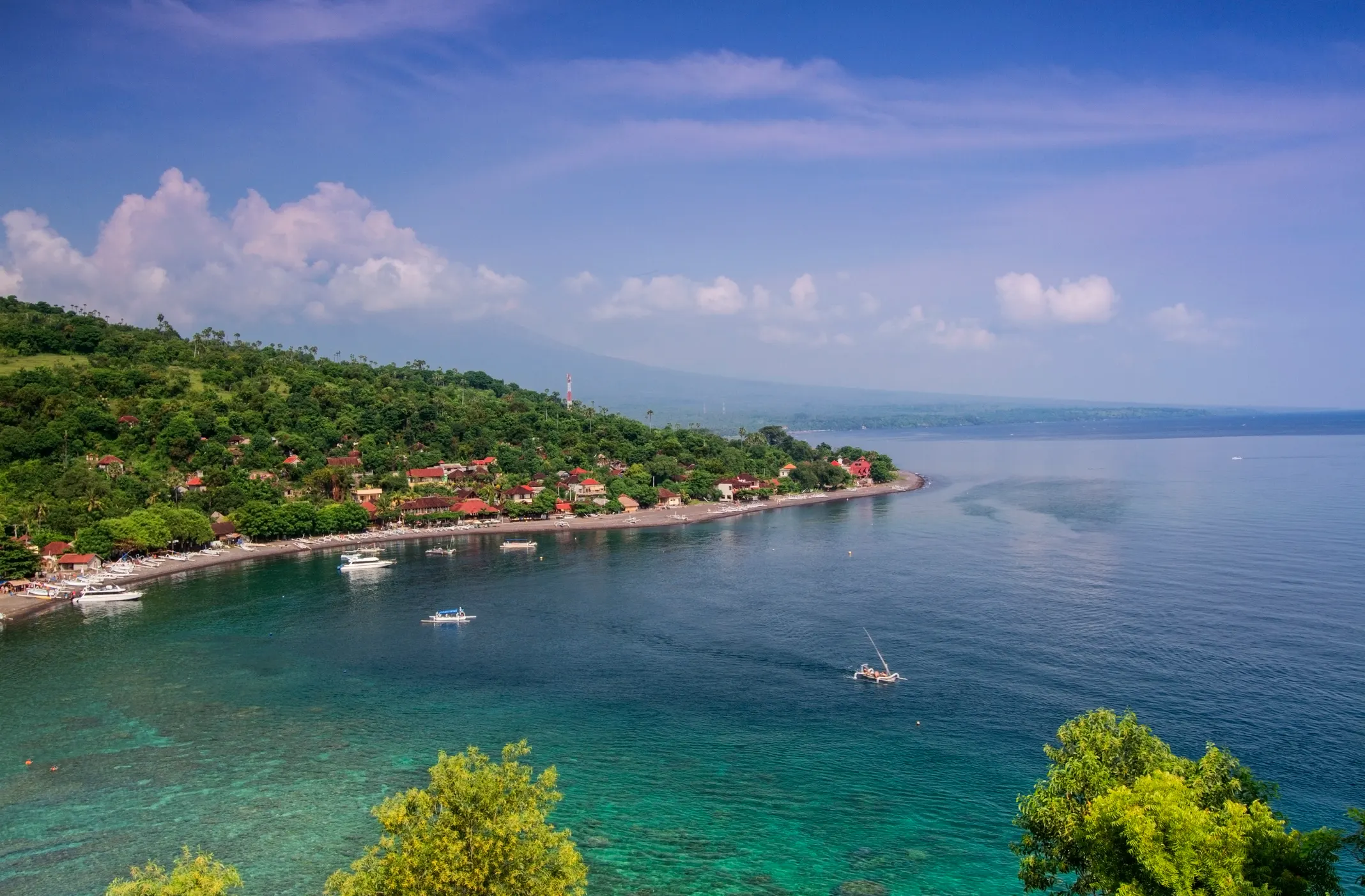 Amed beach is located on the eastern side of Bali.