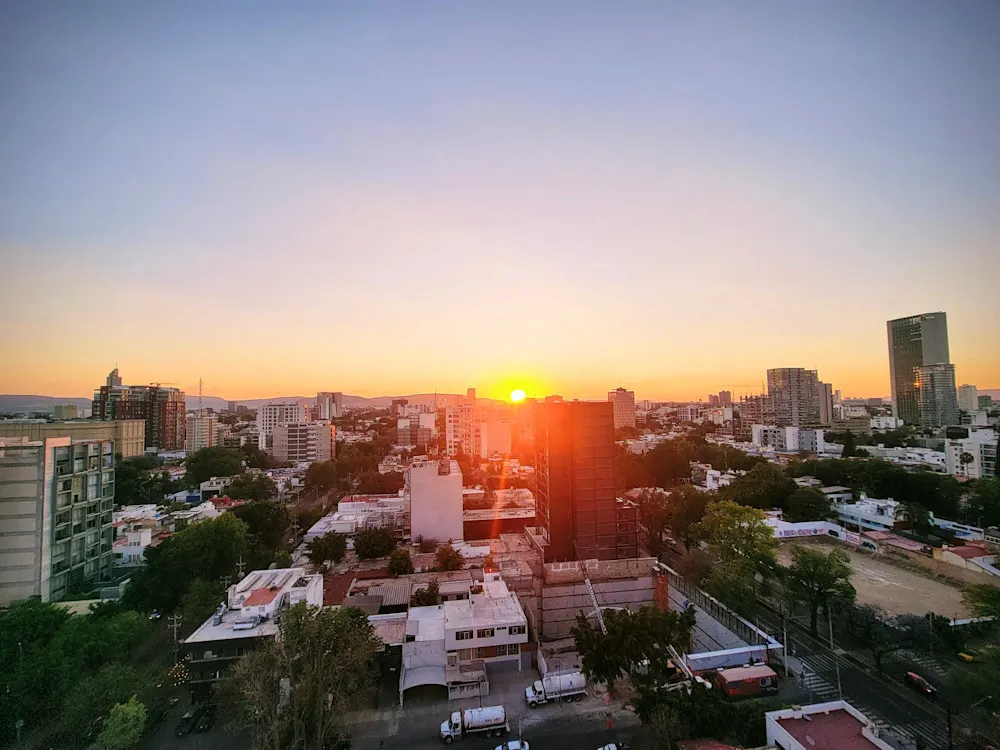 Sunset over Guadalajara from Amy and Curtis’s apartment.