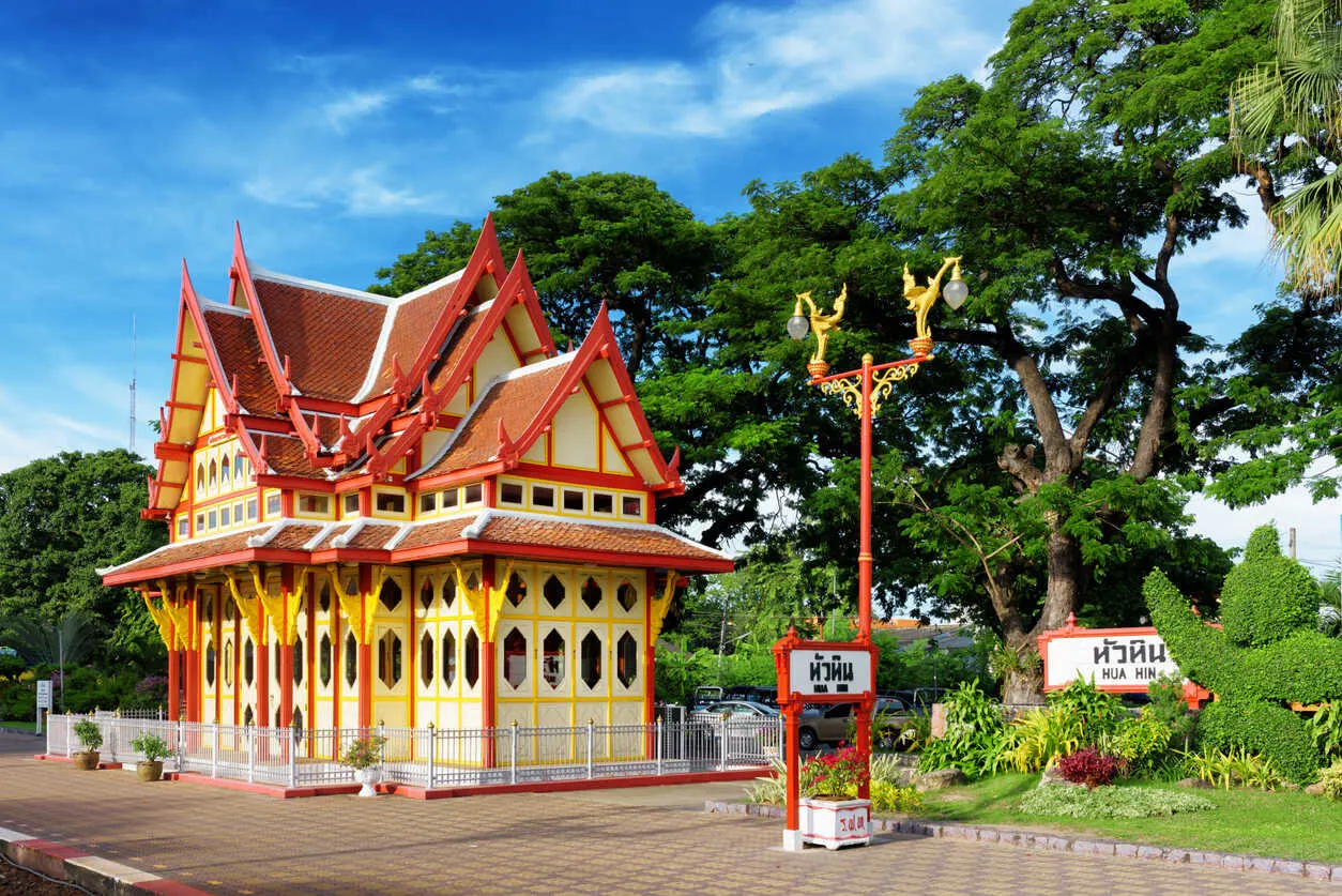 The iconic Hua Hin Railway Station, a blend of traditional Thai architecture and historic charm.