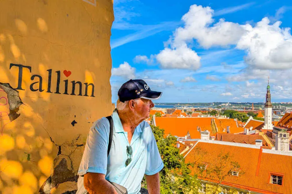 Kevin overlooking Old Town Tallinn from the Kohtuotsa Viewing Platform.