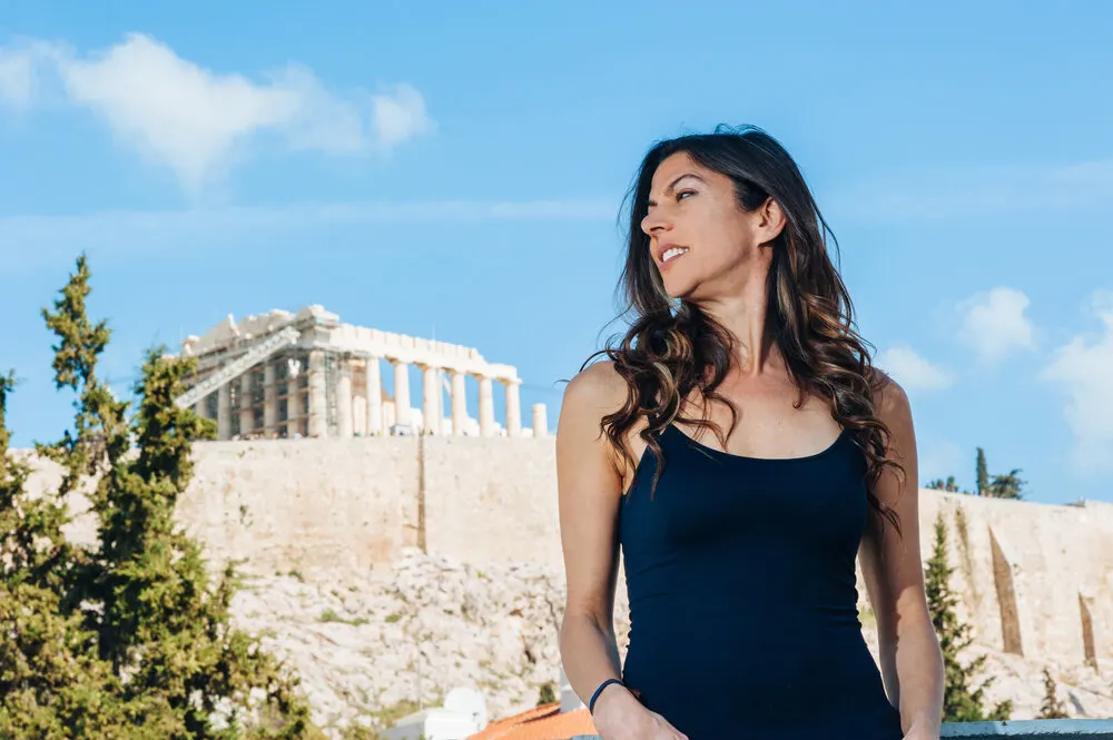 Yoga under the stars with the Parthenon in view.