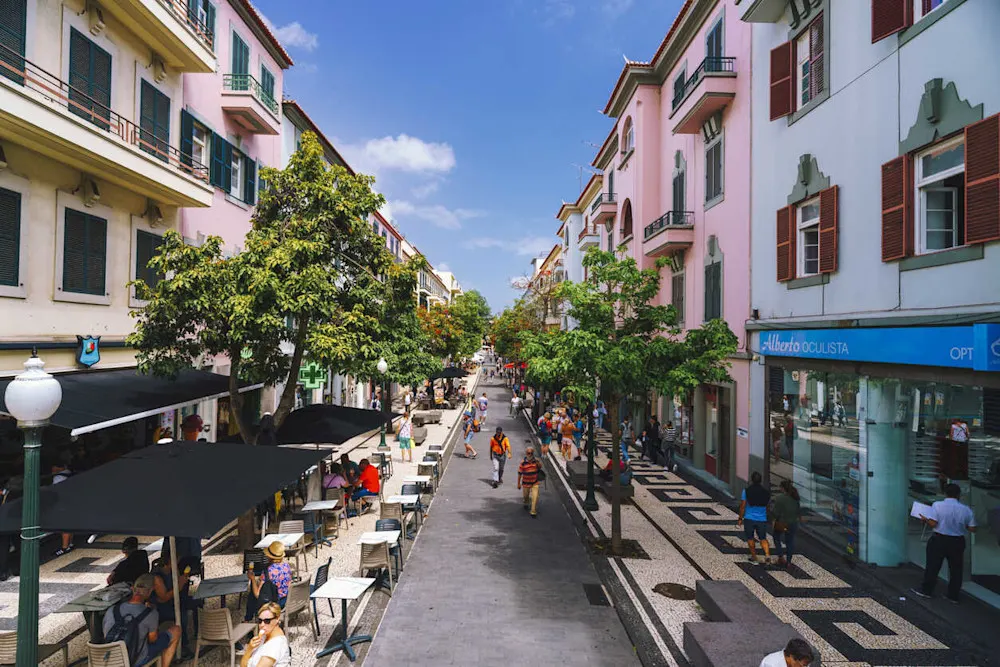 Café life and color in the heart of Funchal, Madeira.