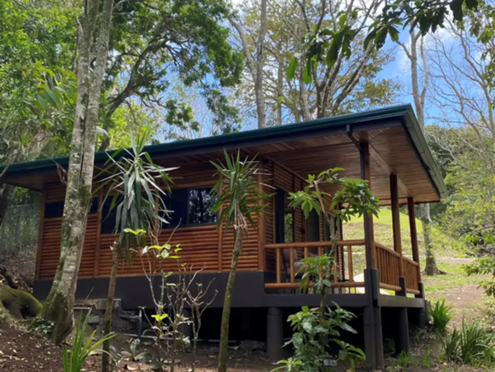 Vanessa and Luisa rent out log cabins on their land by Lake Arenal, Costa Rica.