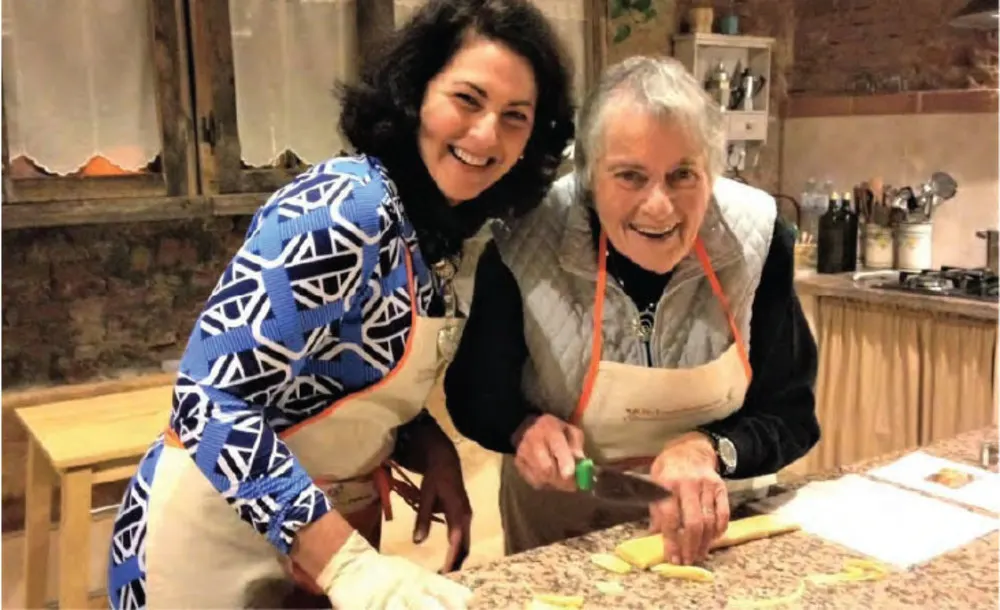 Caryn and her mom make linguini and ravioli from scratch in nearby Peccioli.