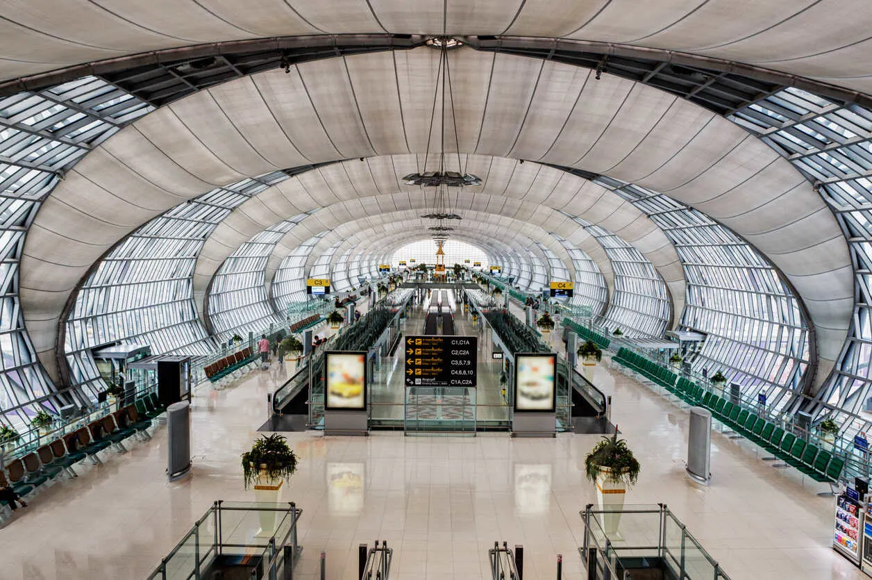 Thailand’s as far as you can get from the US without a rocket, but don’t let that stop you. Above, Suvarnabhumi International Airport.