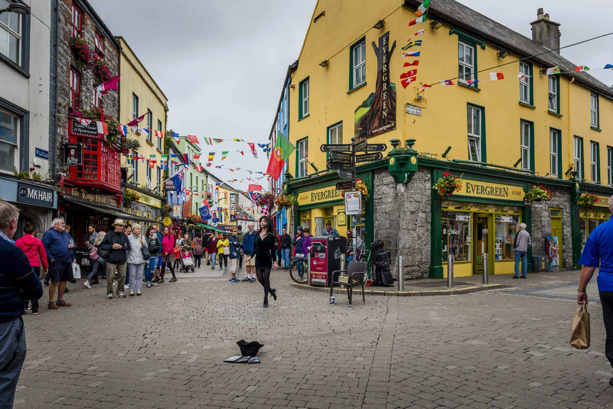 Colorful storefronts and lively streets give central Galway its distinctive character.