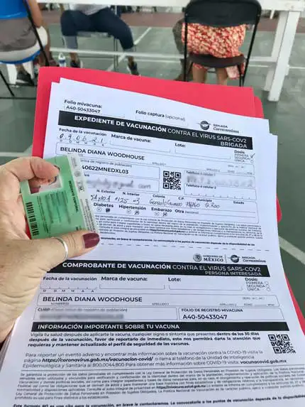 Vaccination paperwork and residency card. ©Bel Woodhouse