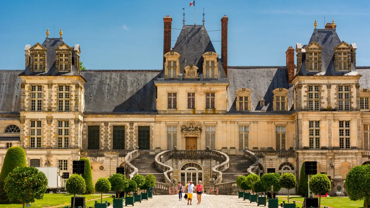 High on the agenda of these roaming retirees: France. Above, the Fontainebleau château.