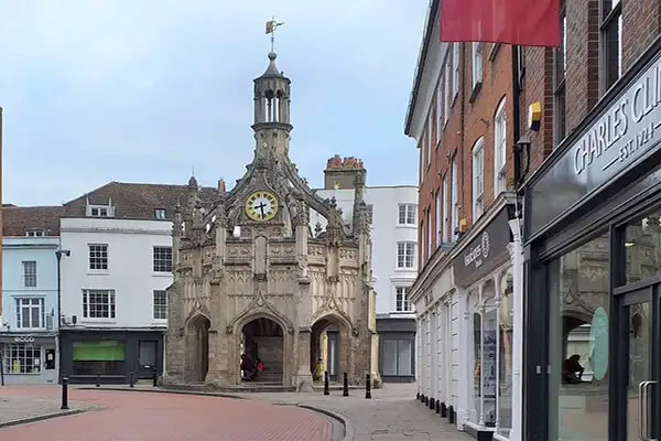 Chichester Cross dates to 1501. It’s a traditional butter cross, where people would come to buy locally produced milk, butter, and eggs.