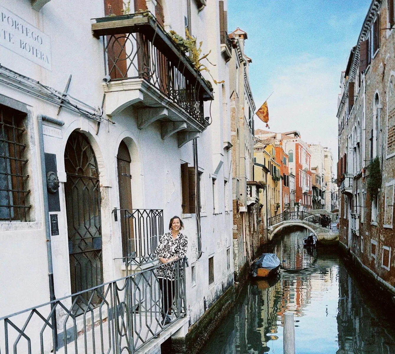 Cindy exploring the charming canals of Venice.