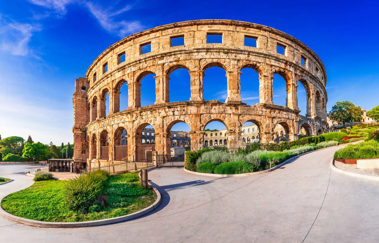 Pula’s Roman amphitheater anchors the city.