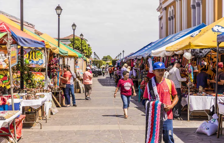 Vibrant Granada market bustling with life.