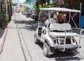 Golf carts are the primary form of transportation on Ambergris Caye, and an affordable alternative to fueling and maintaining a car.
