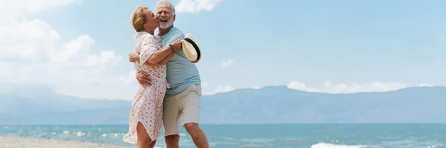 Older couple kissing