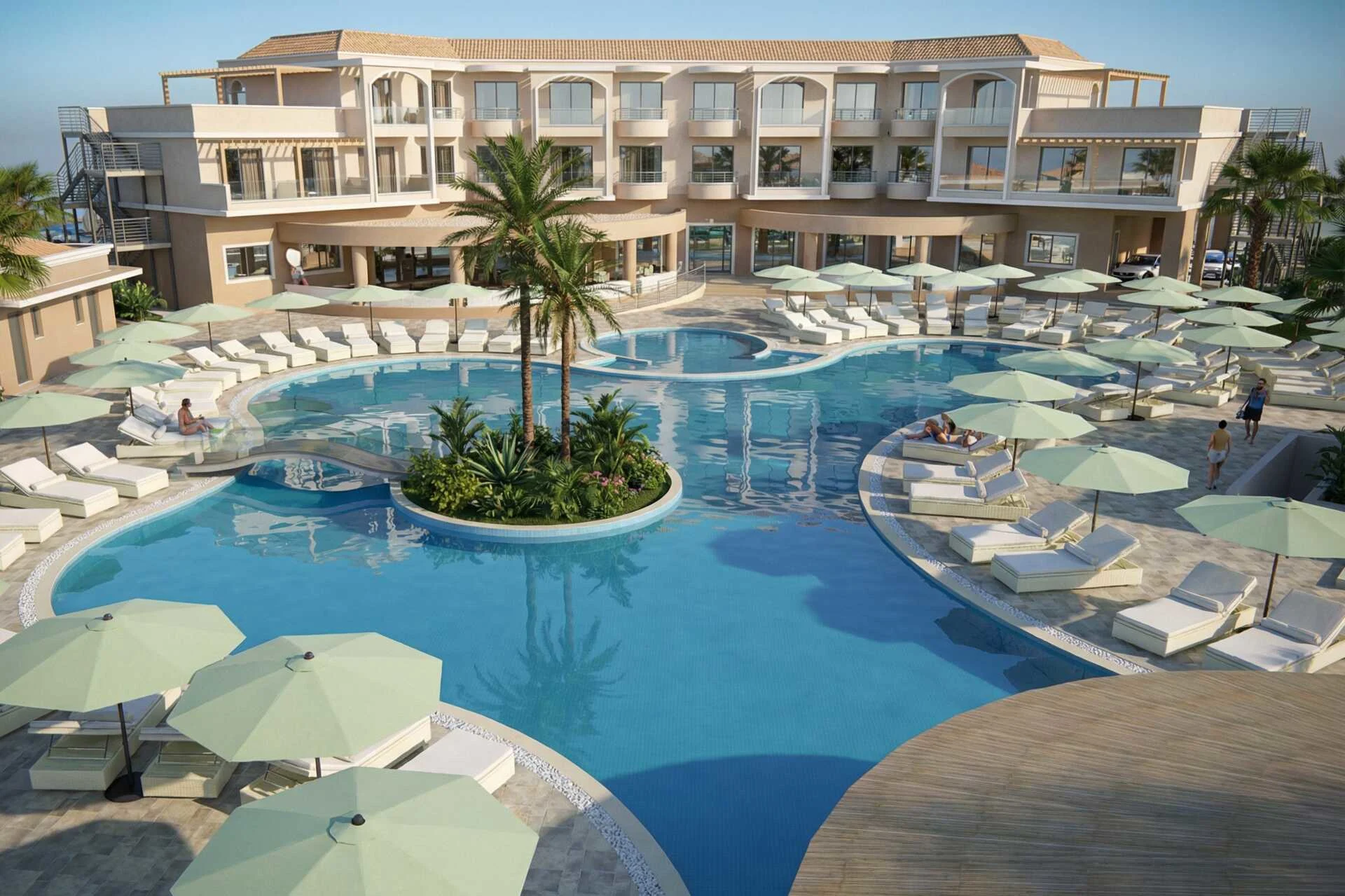 Bassengområdet på Maxion på Rhodos