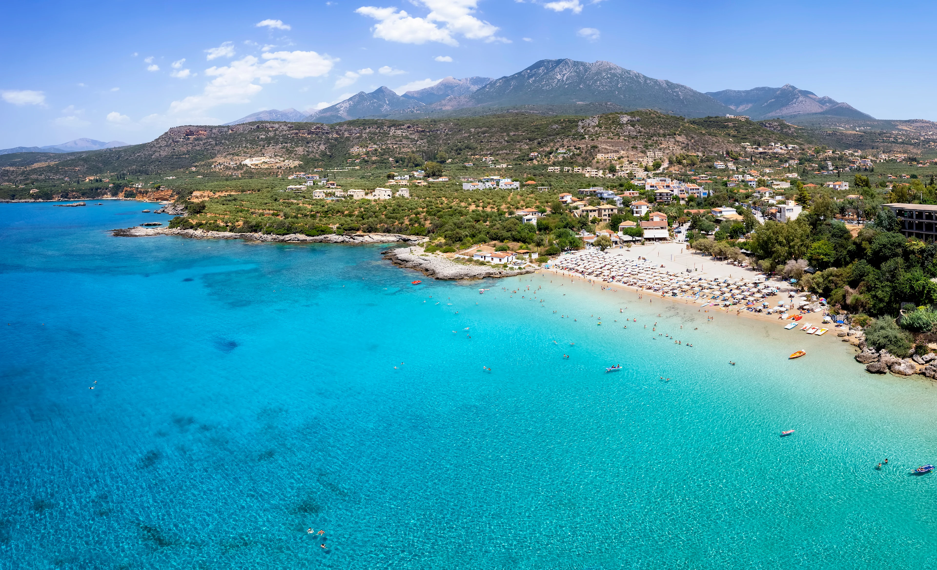 Panoramautsikt over stranden Kalogria