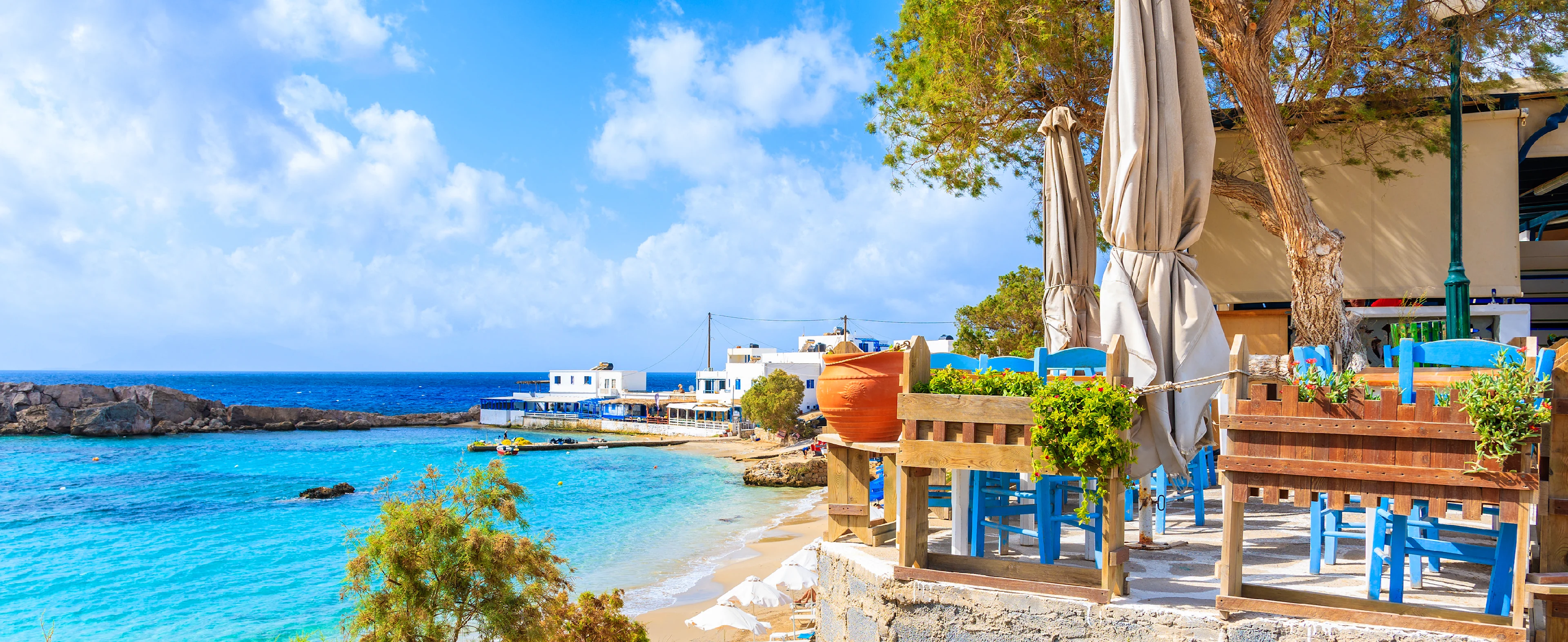 Restaurang vid stranden på Karpathos