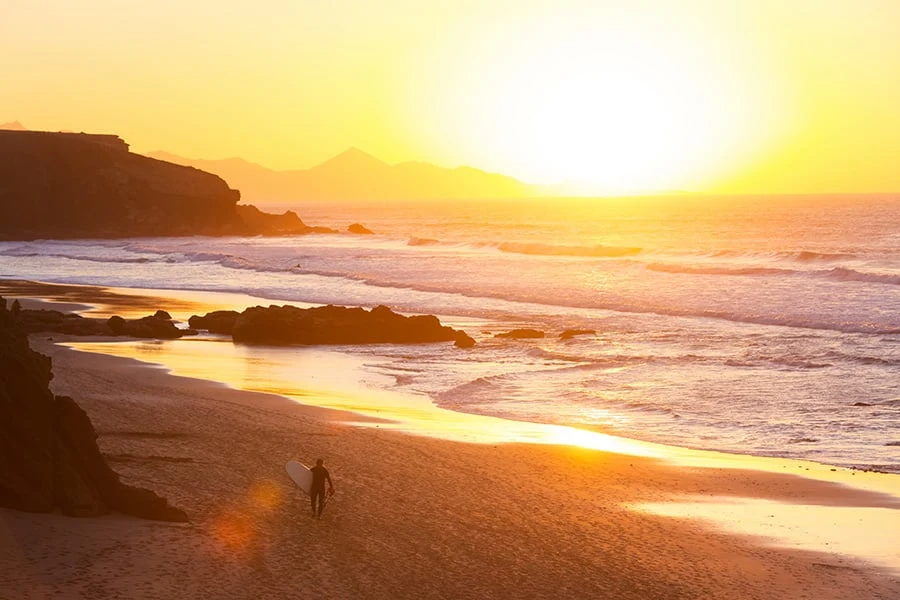 fuerteventura beach corralejo solnedgang