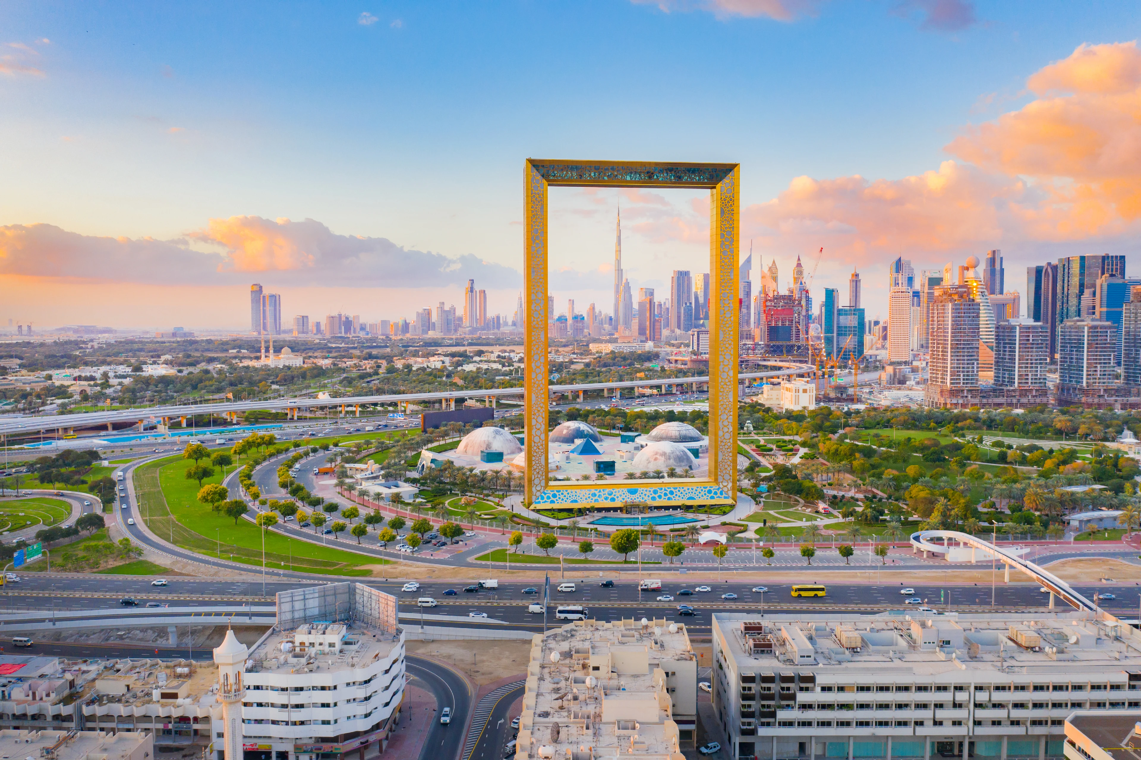 Uitzicht op The Frame in Dubai