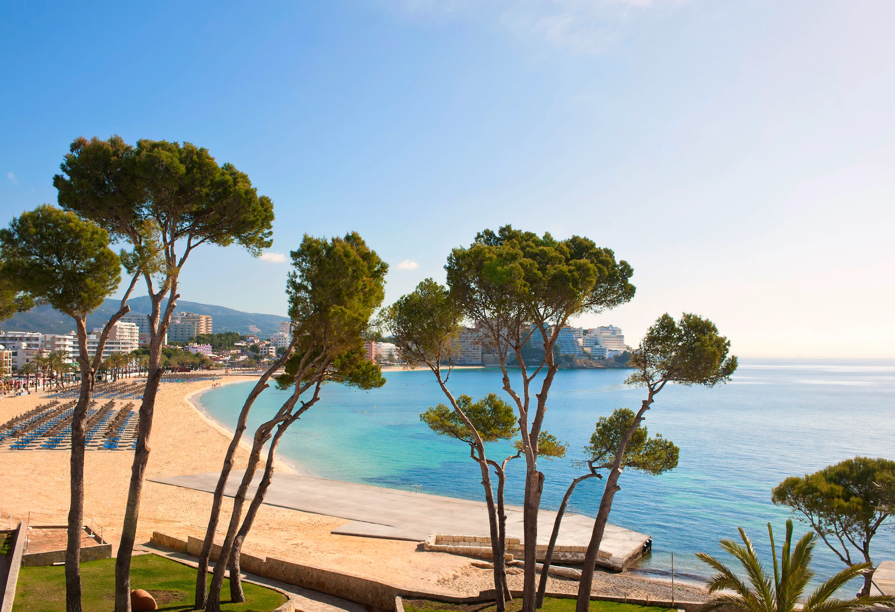 Utsikt över sandstranden vid Meliá Calviá Beach i Magaluf