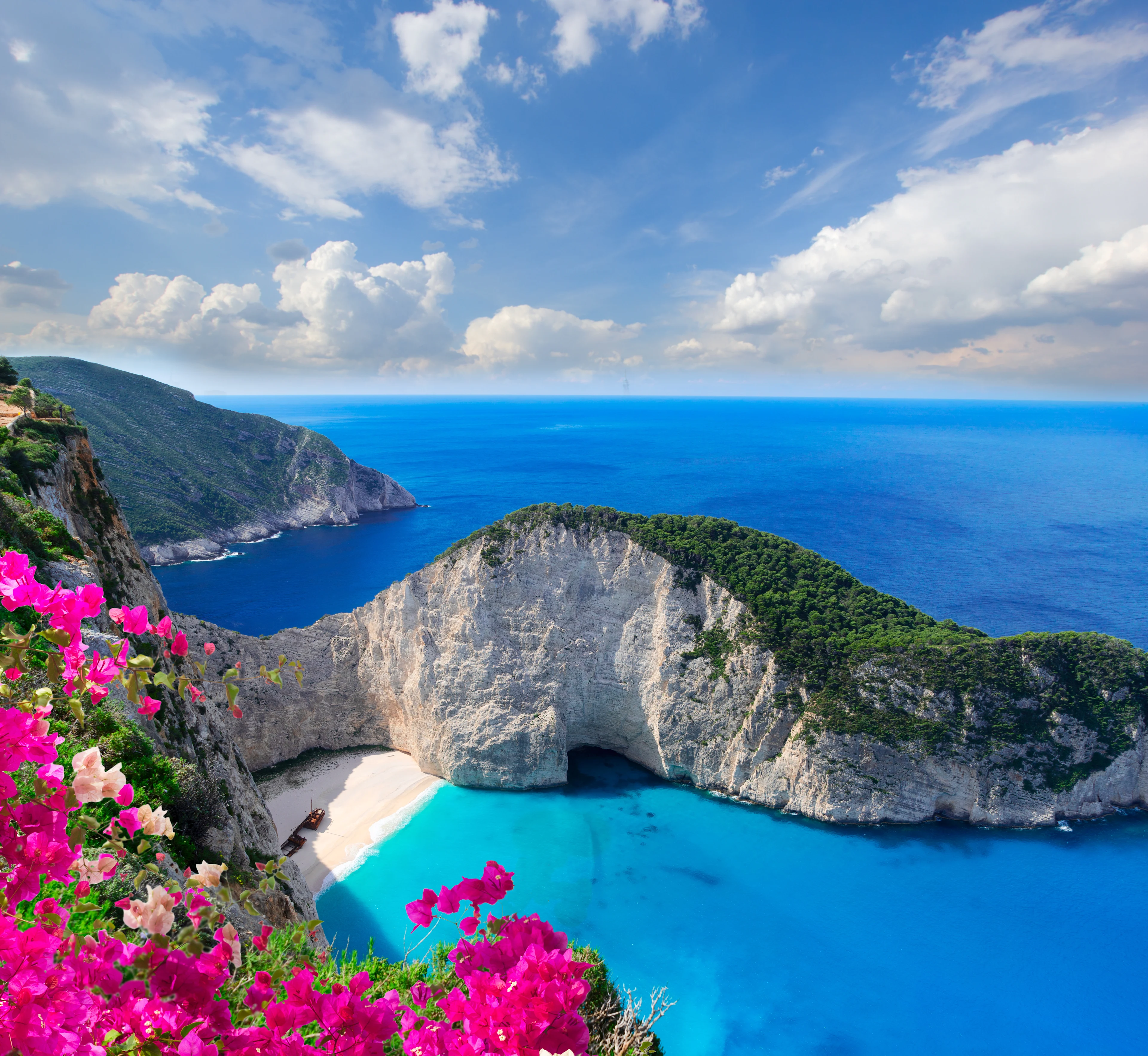 Näkymä Zakynthoksen tunnetuimmalle rannalle, Navagio Beachille