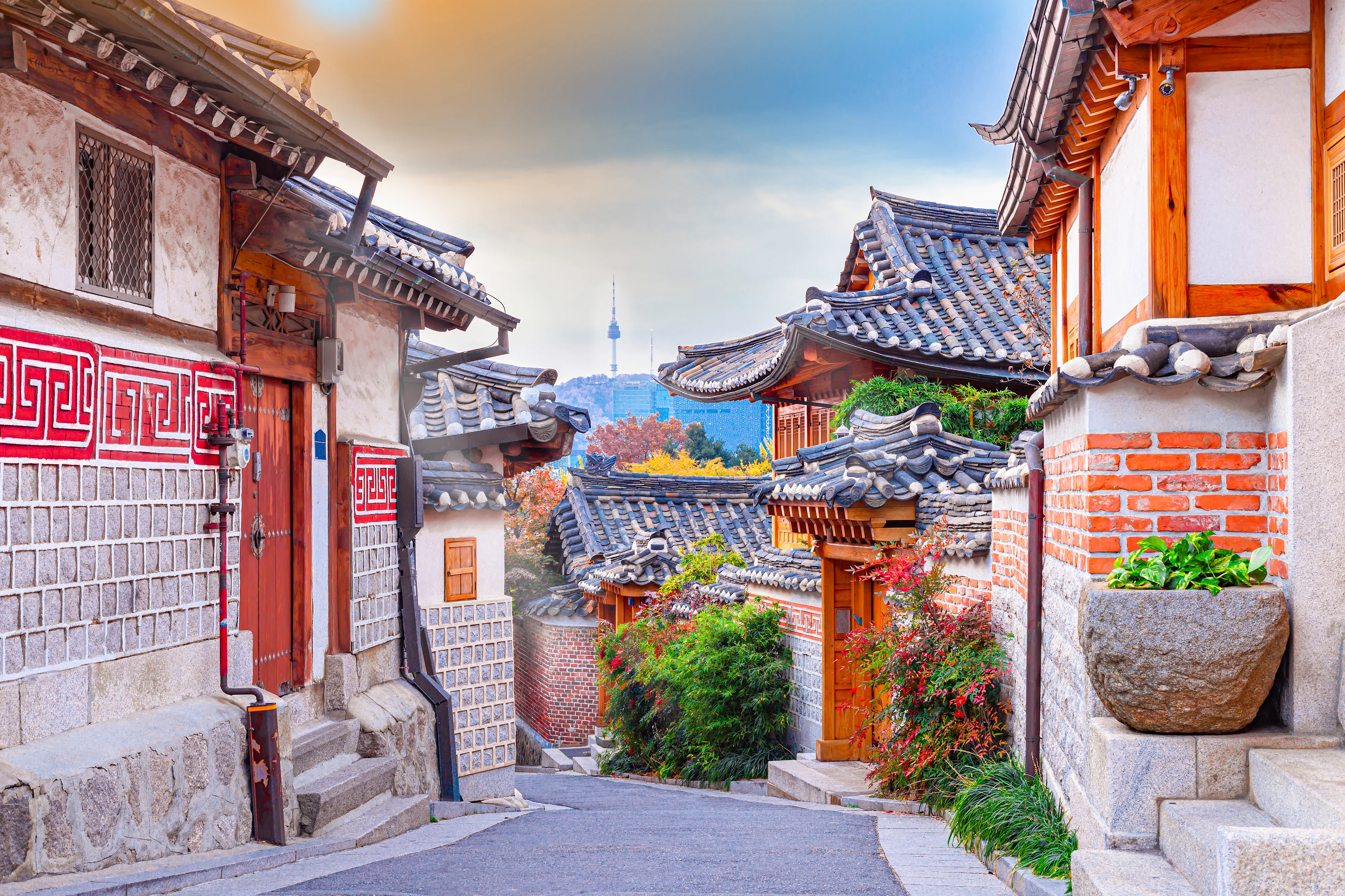 Traditionella Hanok-hus i Seoul