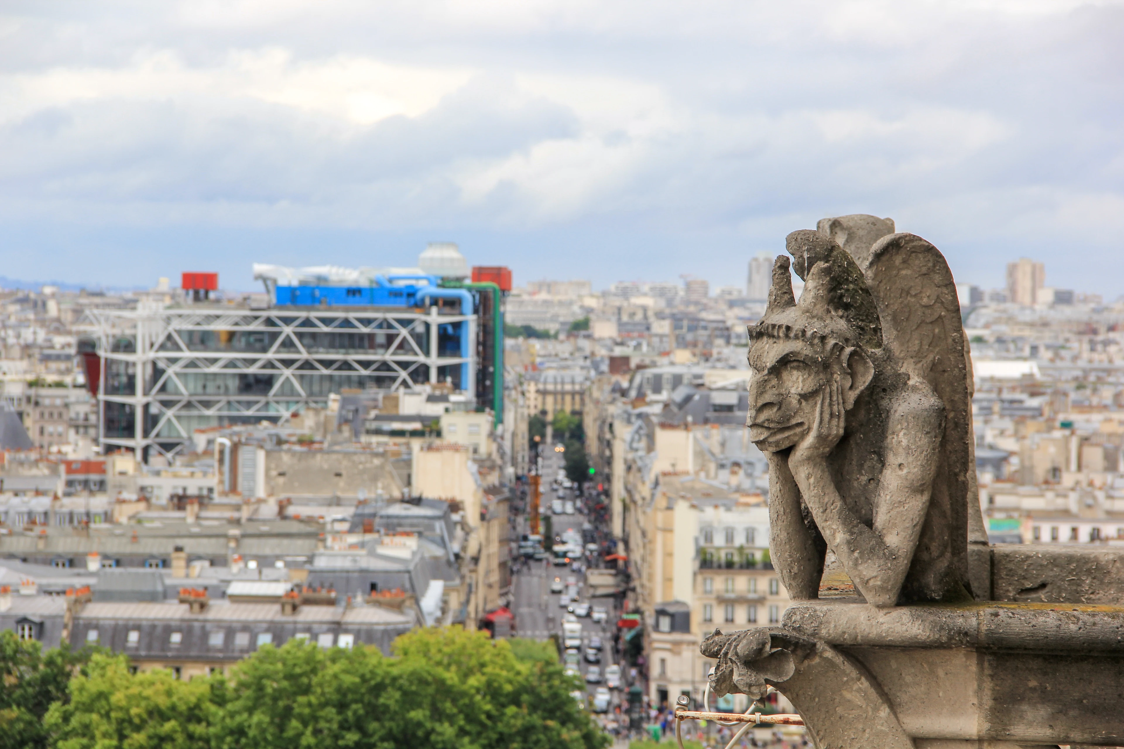 Utsikt över Centre Pompidou från Notre Dame