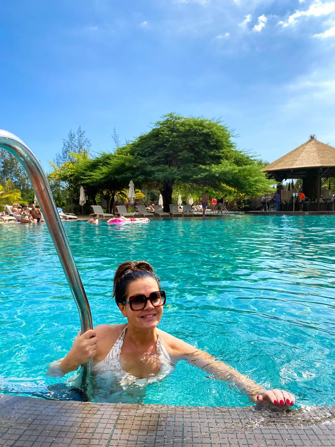 Johanna i poolen på Lopesan Baobab Resort, Gran Canaria
