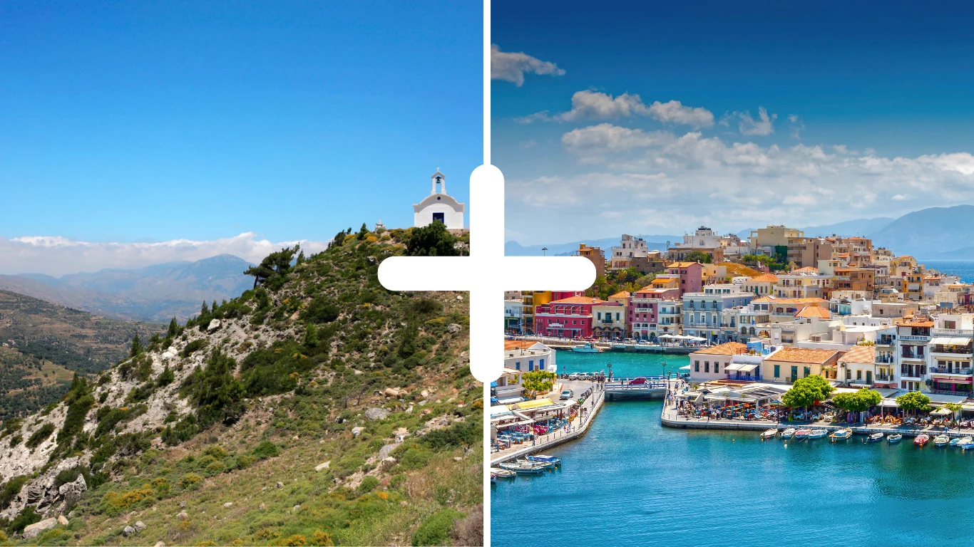 Kombinera Koutsounari och Agios Nikolaos