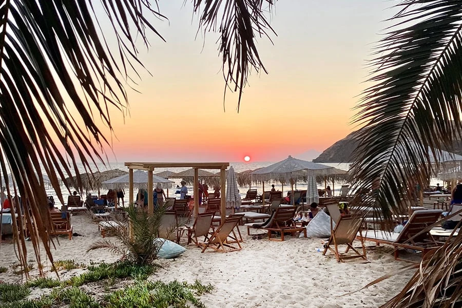 Solnedgang ved Richa Nera-stranden på Limnos