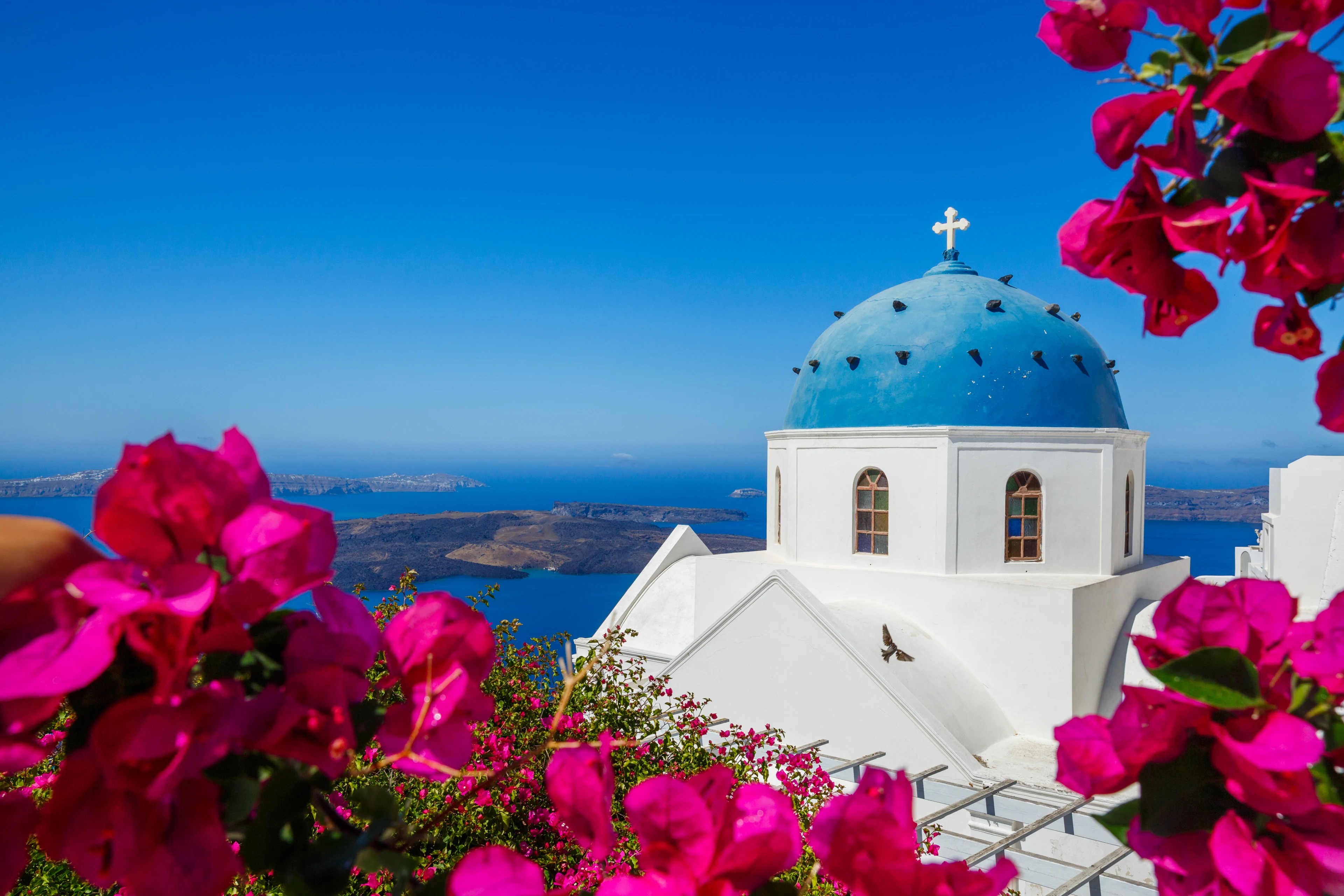 grekland santorini kyrktorn