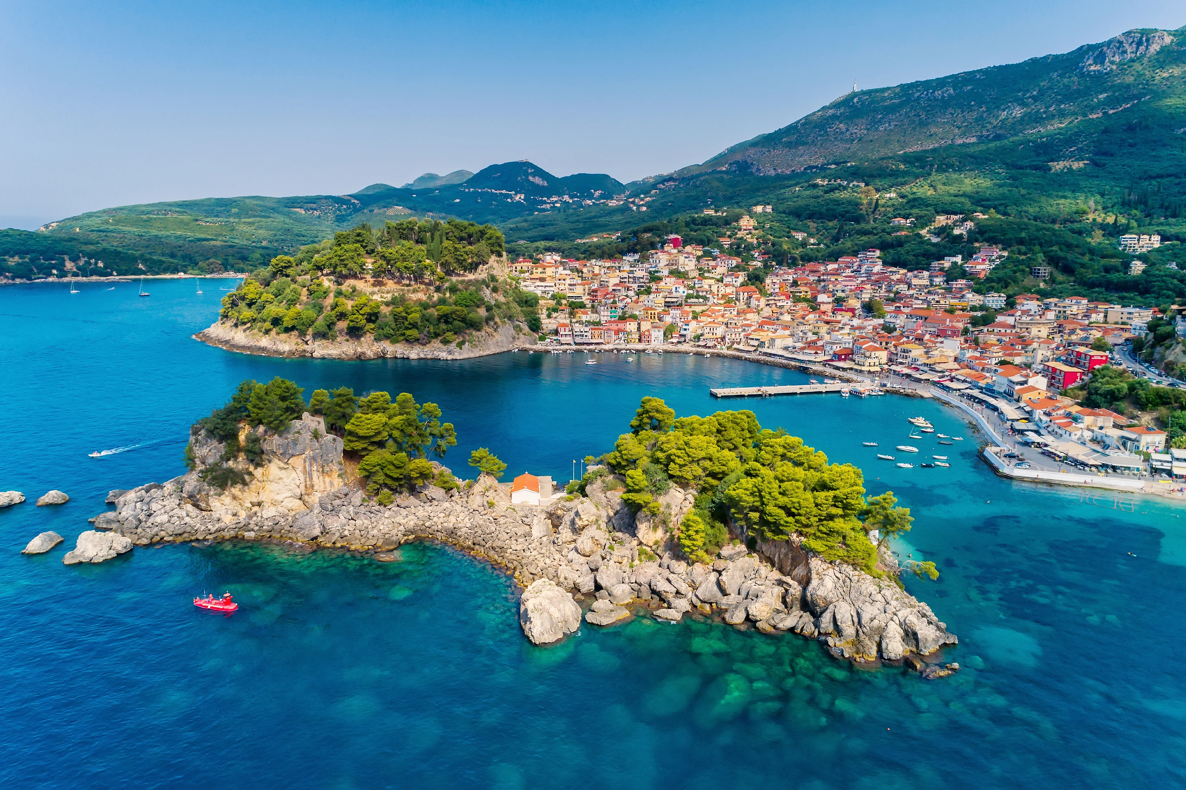 Utiskt över Parga i Epirus, Grekland