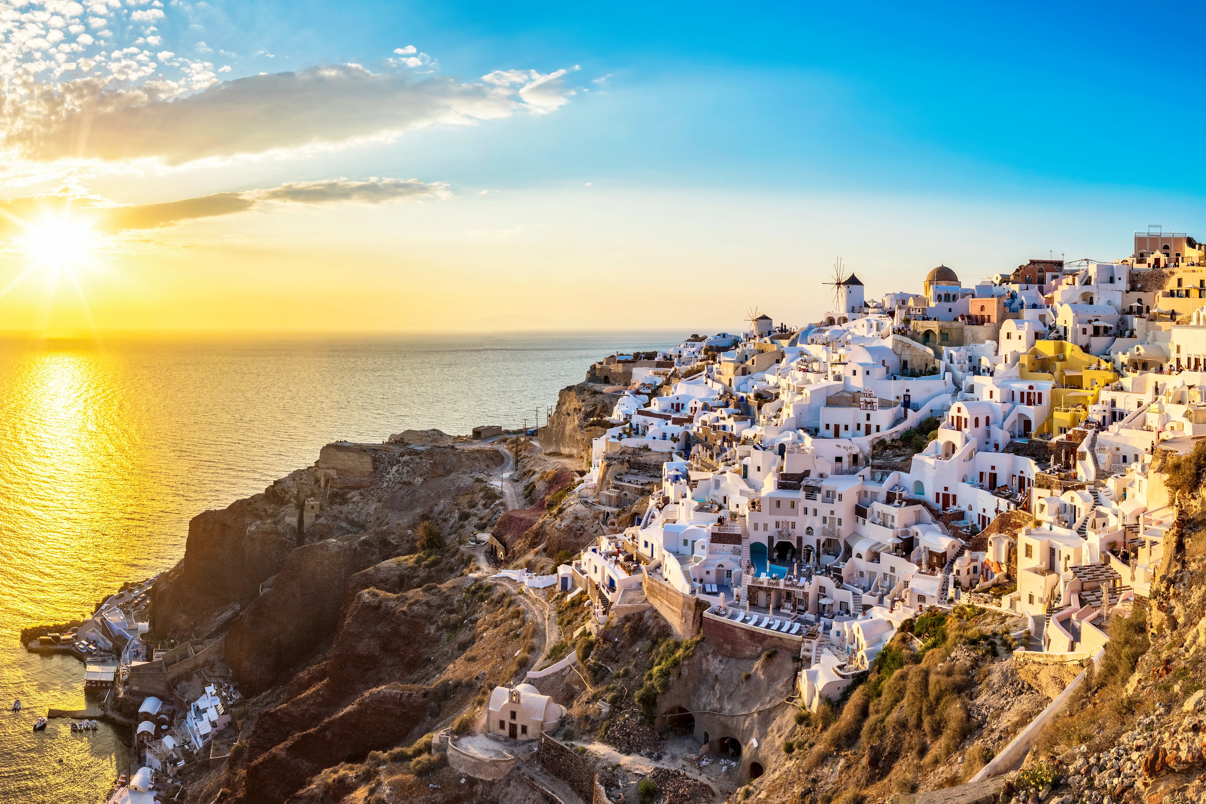 Magisk utsikt över Oia på Santorini