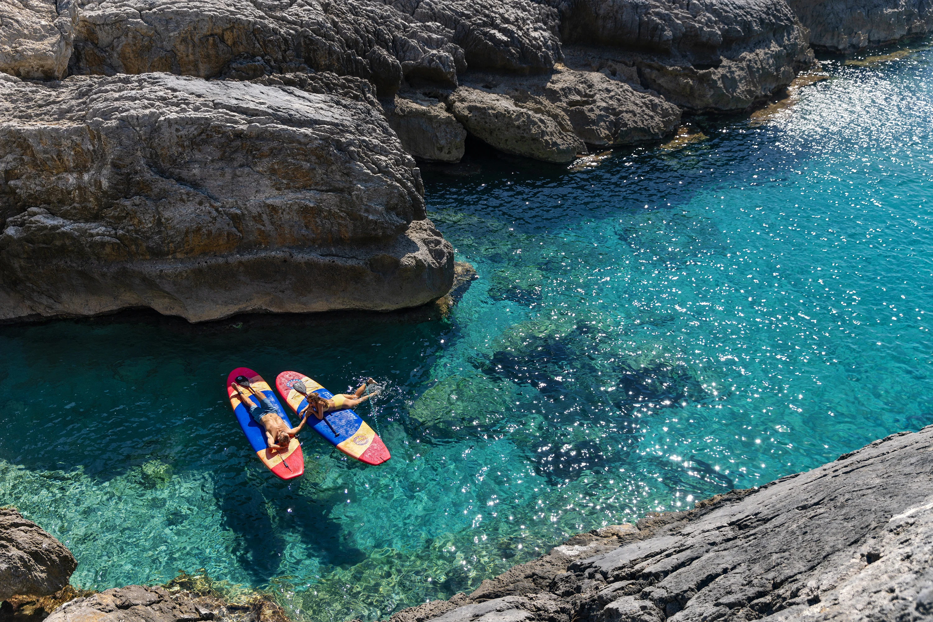 Couple on sup-boards