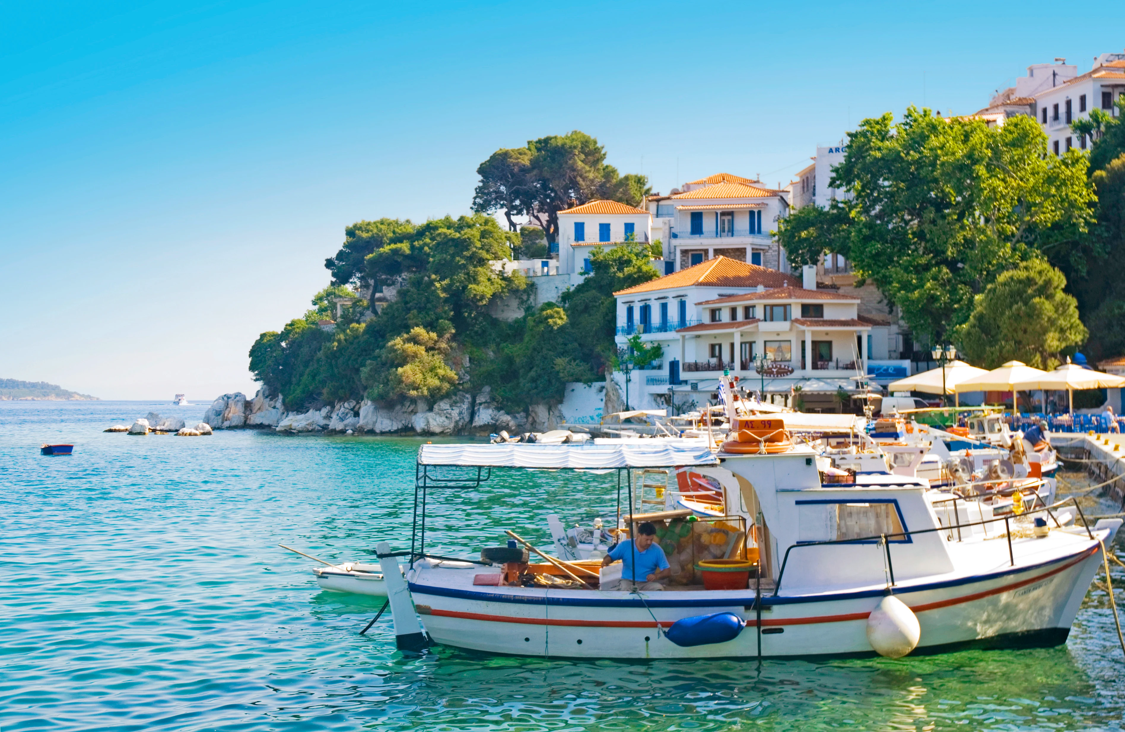 Fiskebåter til kai på Skiathos