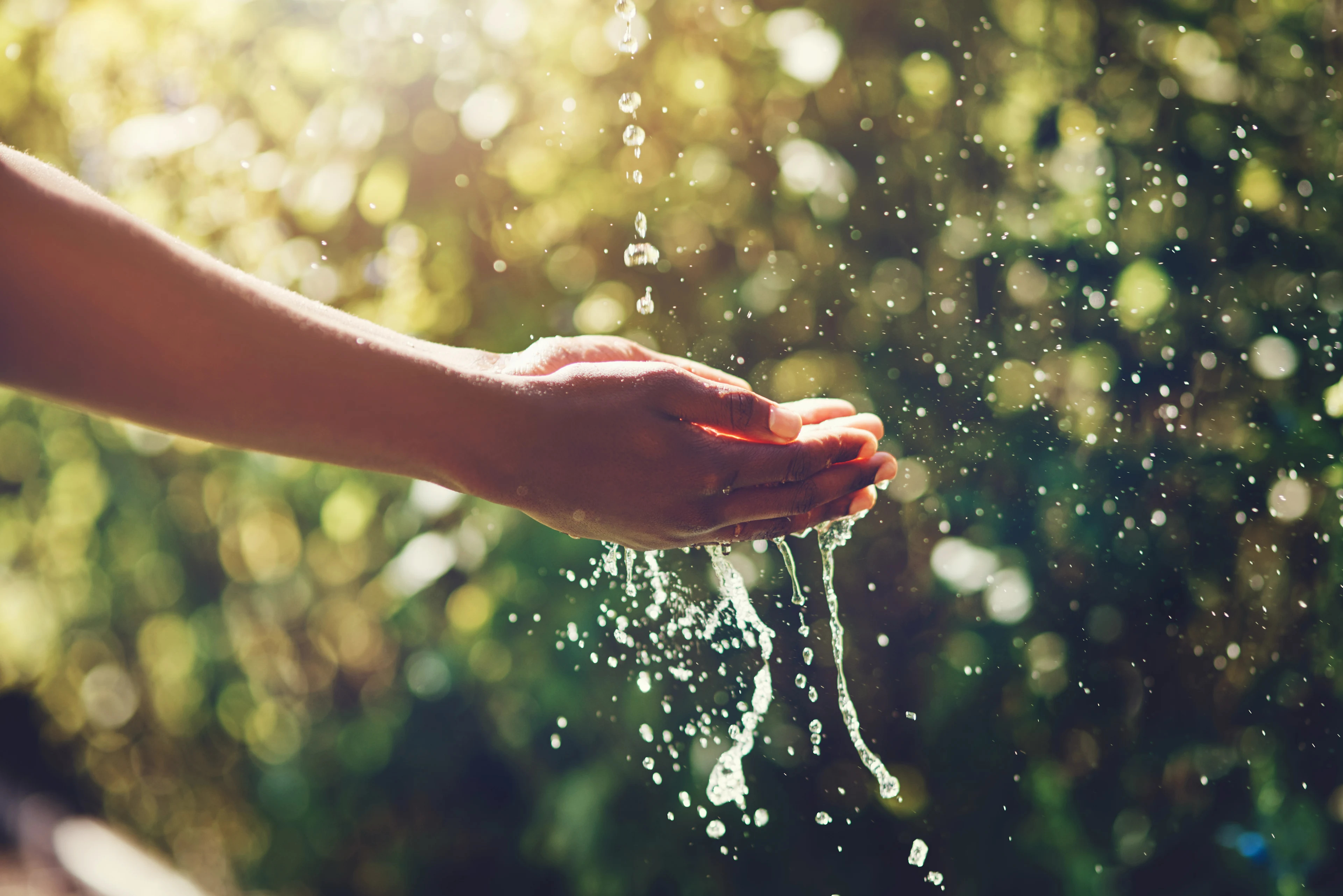 handen die water opvangen
