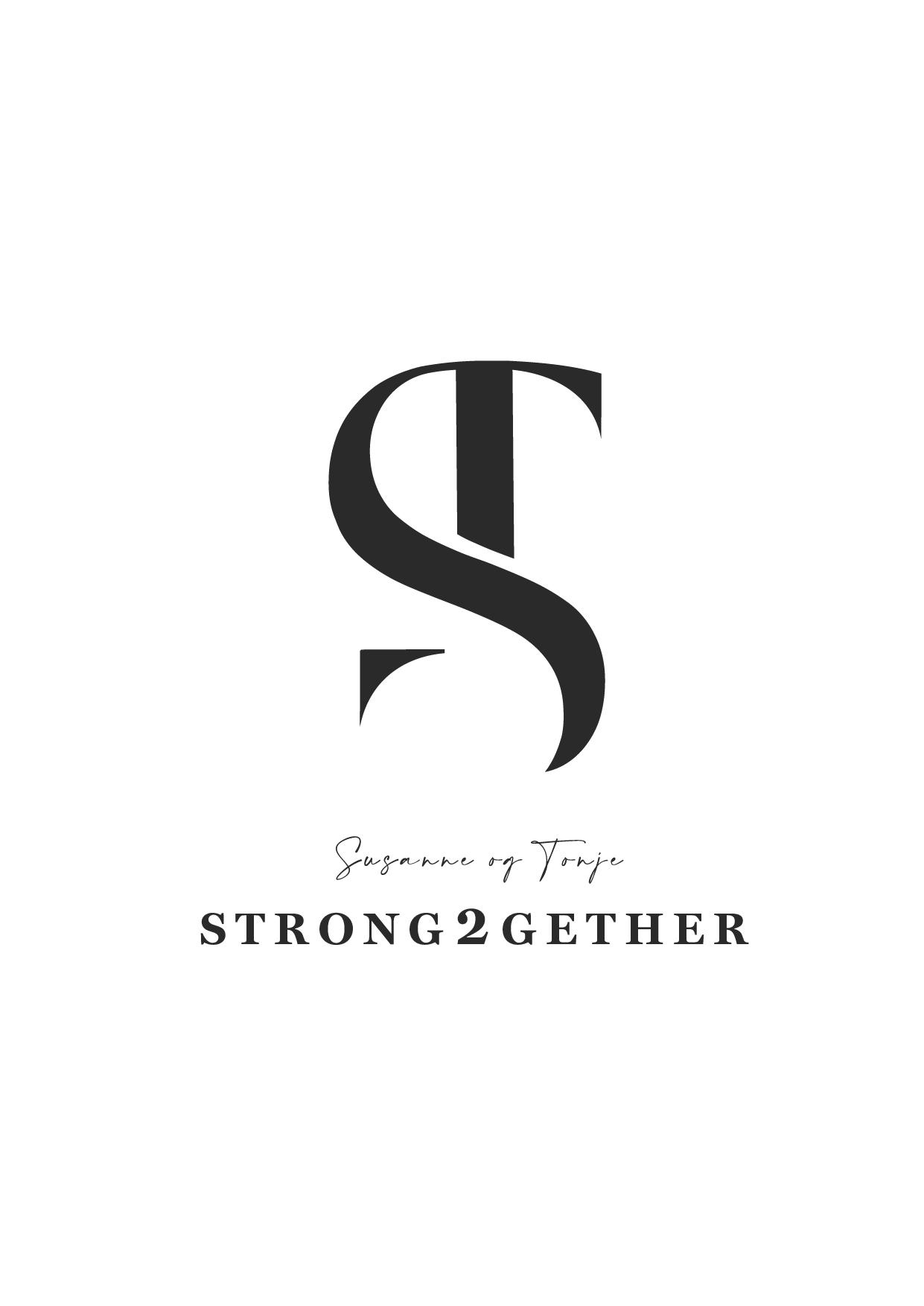 Strong2gethers logo i sort skrift på hvit bakgrunn