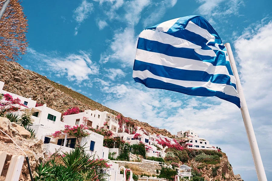 grekland tilos Ilidi rock vita hus grekisk flagga