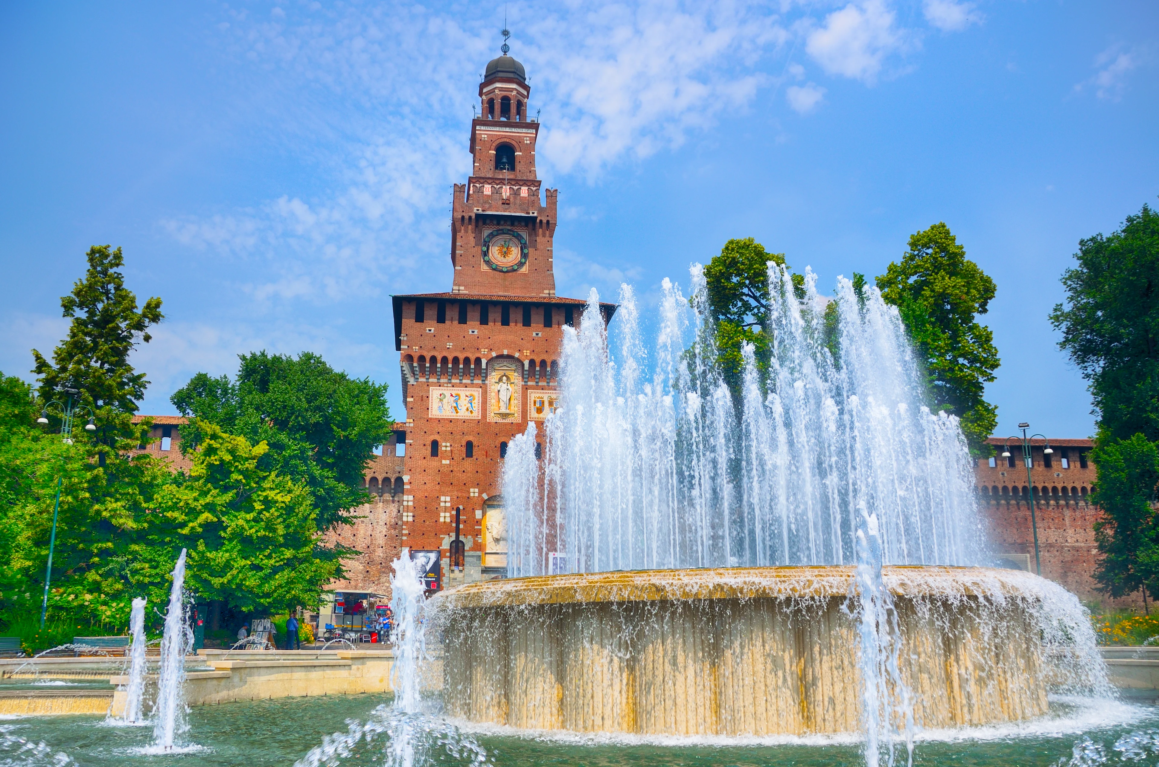 Fontänen vid Castello Sforzesco