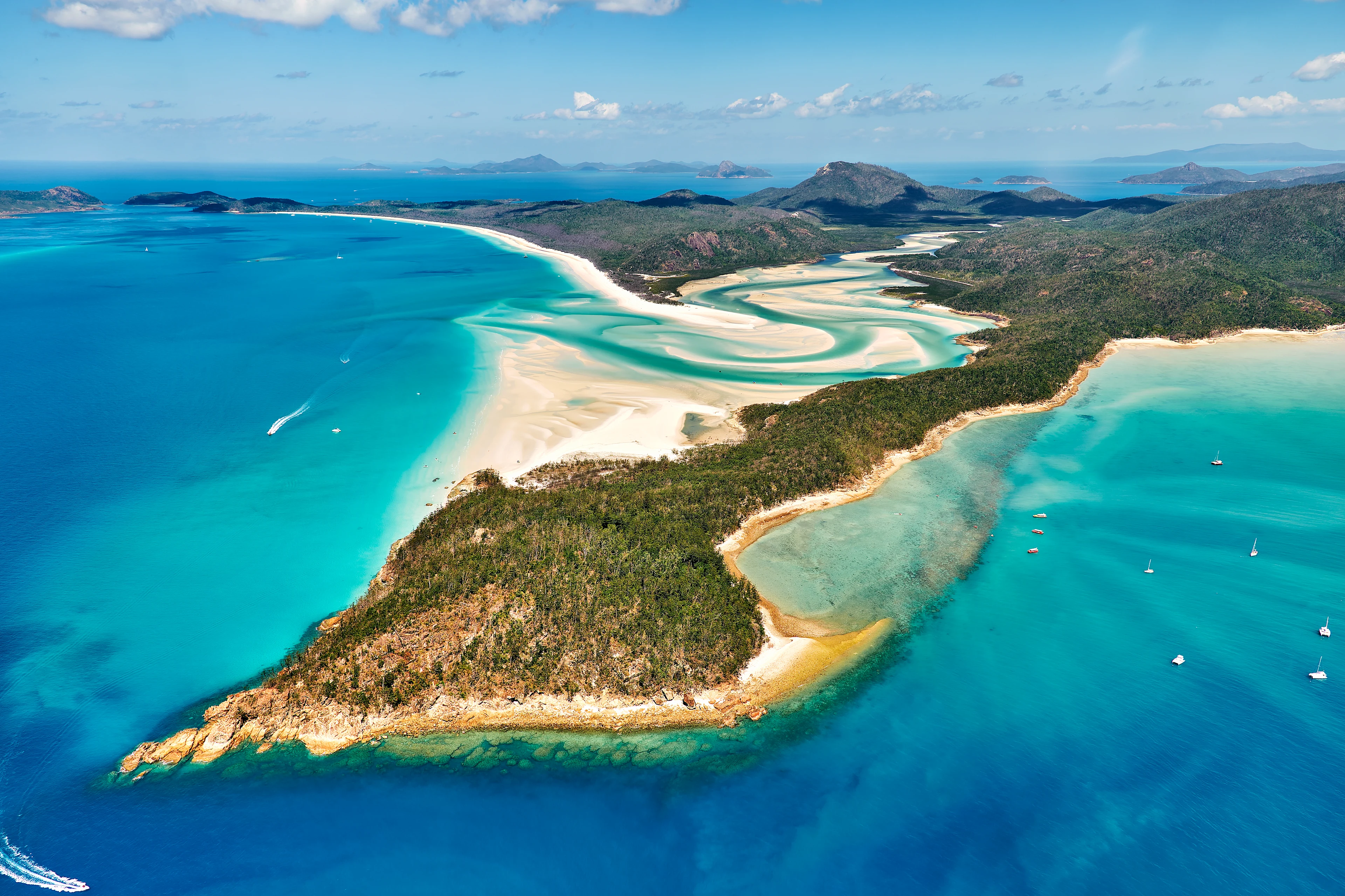 Flygfoto över Whitehaven Beach, Whitsundays i Australien