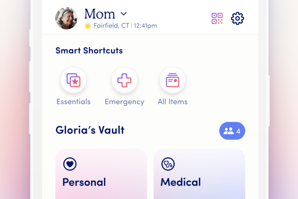 Screen shot of tendercare Vault